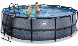 EXIT Stone pool ø450x122cm with filter pump - grey
