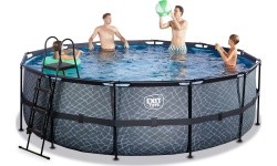 EXIT Stone pool ø450x122cm with filter pump - grey