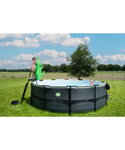 EXIT Stone pool ø450x122cm with filter pump - grey