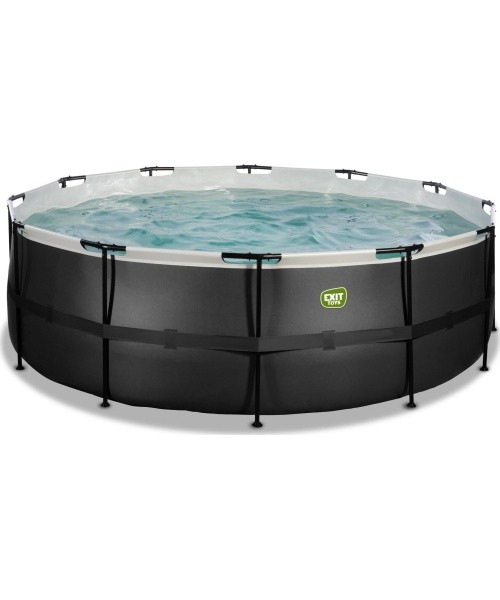 EXIT Black Leather pool ø427x122cm with filter pump - black