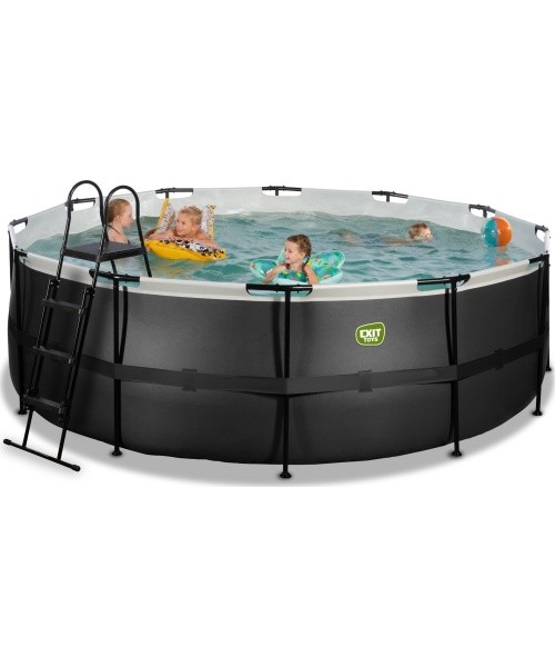 EXIT Black Leather pool ø427x122cm with filter pump - black