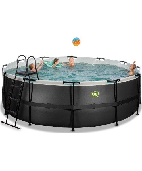EXIT Black Leather pool ø427x122cm with filter pump - black