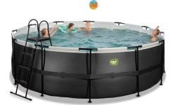 EXIT Black Leather pool ø427x122cm with filter pump - black