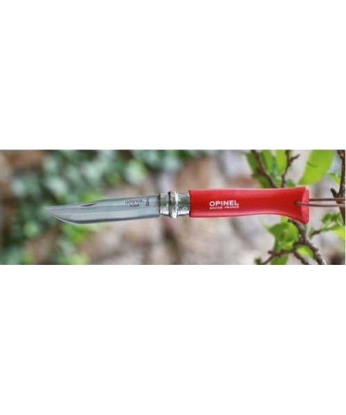 Knife Opinel Colorama 08 Inox Grab Red With a Strap