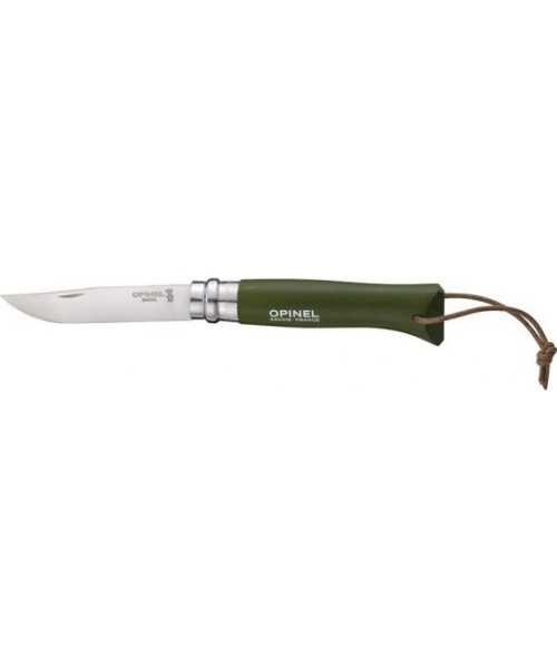 Peilis Opinel Colorama 08 Inox Grab Khaki su dirželiu