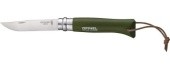 Peilis Opinel Colorama 08 Inox Grab Khaki su dirželiu
