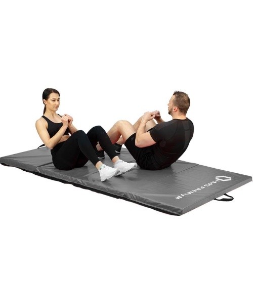 Sulankstomas gimnastikos čiužinys HMS Premium MGS01, 2400 x 1200 mm, pilkas