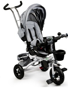 Turning tricycle 360° Grey Delux with canopy ECOTOYS