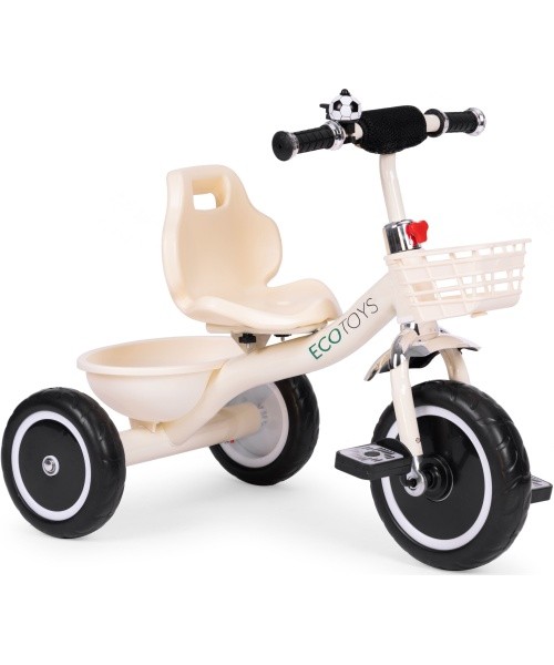 Tricycle tricycle non-slip handles bell basket beige ECOTOYS