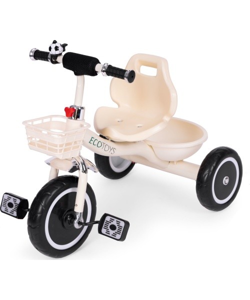 Tricycle tricycle non-slip handles bell basket beige ECOTOYS
