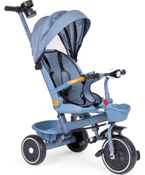 Triratukas-vežimėlis 2-in-1 sukamoji sėdynė sulankstomas stogelis mėlynas - ECOTOYS