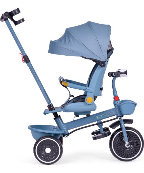 Tricycle stroller tricycle 2-in-1 swivel seat folding canopy blue - ECOTOYS