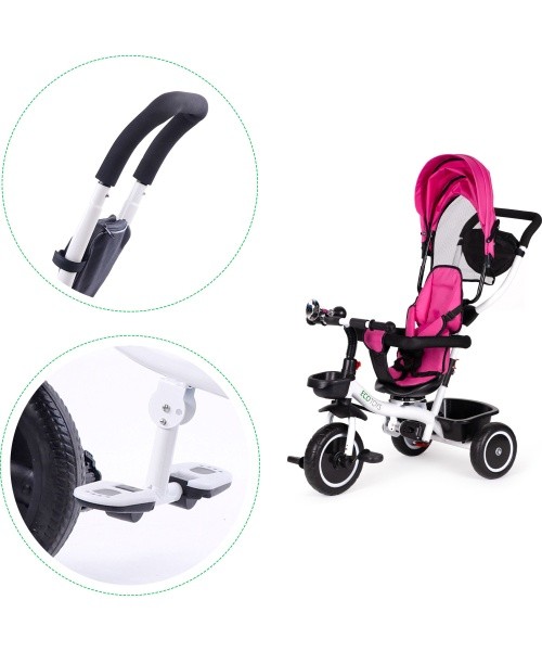 Triratukas su pasukama sėdyne Eco Toys, rožinis