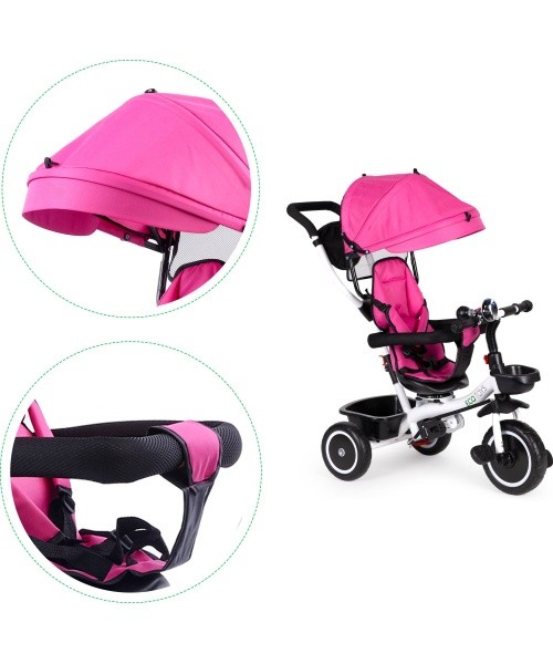 Triratukas su pasukama sėdyne Eco Toys, rožinis