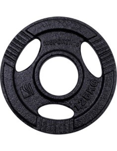 Ketaus olimpinis svorio diskas inSPORTline Hamerton, juodas, 1,25 kg, 50 mm