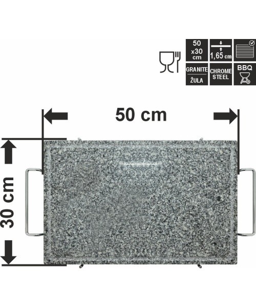 Granito kepimo plokštė GRANIT XL su grioveliu ir laikikliu 50x30x1,65 cm