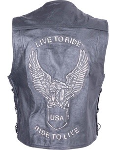 Leather Moto Jacket Sodager Live To Ride - Black