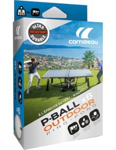 Stalo teniso kamuoliukai Cornilleau P-Ball Outdoor, balti, 6 vnt.