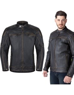 Odinė motociklininko striukė W-TEC Mungelli EVO - Vintage černo-hnědá