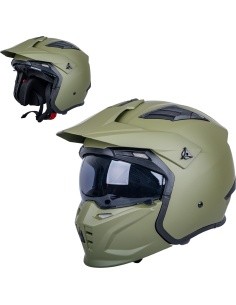 Atverčiamas motociklininko šalmas W-TEC Badalone Army - Matně olivová