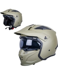 Atverčiamas motociklininko šalmas W-TEC Badalone Army - Béžová matná
