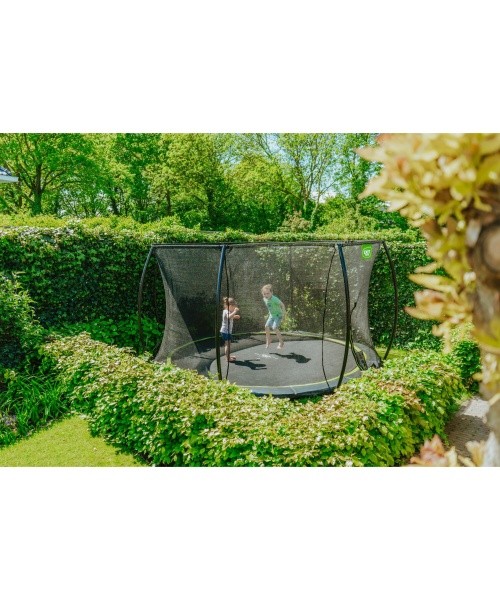EXIT Silhouette ground trampoline ø366cm with safety net - black Outdoor Round Coil spring Sunken trampoline
