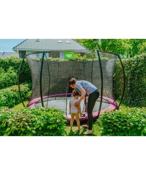 EXIT Silhouette ground trampoline ø366cm with safety net - pink Outdoor Round Coil spring Sunken trampoline