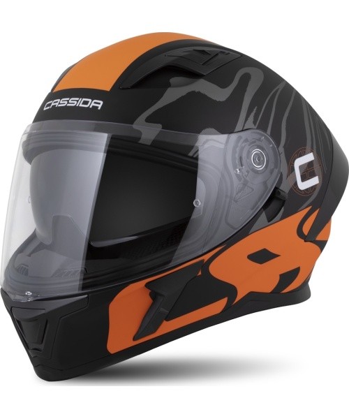 Motociklo šalmas Cassida Orbit Multivers matinė juoda/oranžinė/pilka/balta