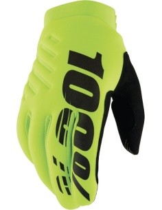 Vyriškos dviračių / motokroso pirštinės 100% Brisker, fluorescencinės geltonos / juodos