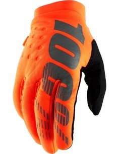 Vyriškos dviračių/motokroso pirštinės 100% Brisker Fluo oranžinės/juodos