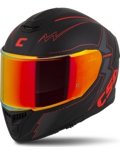 Motociklo šalmas Cassida Integral GT 2.1 Flash matinė juoda / metalinė raudona / tamsiai pilka