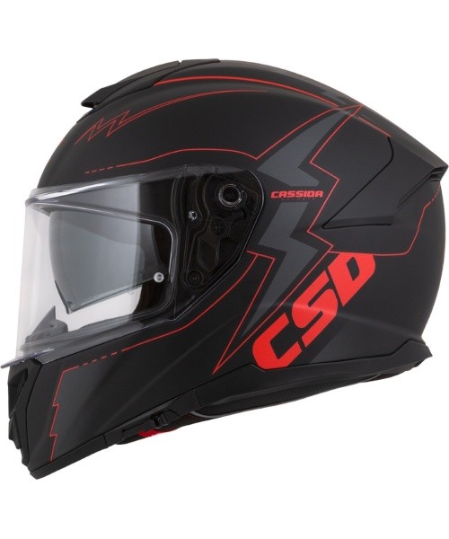 Motociklo šalmas Cassida Integral GT 2.1 Flash matinė juoda / metalinė raudona / tamsiai pilka