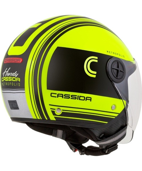 Motorcycle Helmet Cassida Handy Metropolis Safety Fluo Yellow/Black/Reflective Gray