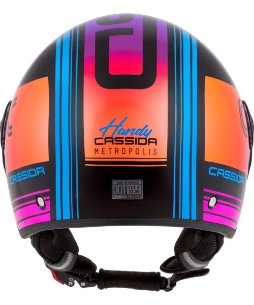 Motociklo šalmas Cassida Handy Metropolis juodas / žalsvai mėlynas / gradientinis