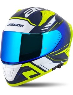 Motorcycle Helmet Cassida Aero Drome Blue/Fluo Yellow/Light Blue/White