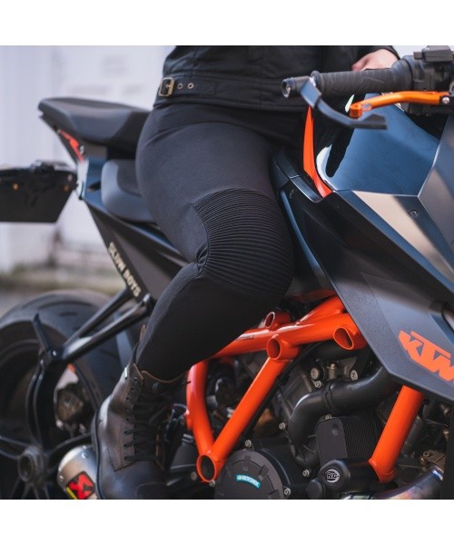 Trumpos moteriškos motociklininkės tamprės Oxford Super Moto, juodos