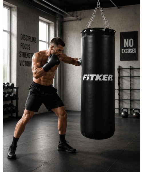 Punching Bag Fitker Olympic - ELITE, Black, artificial leather - 130x35cm