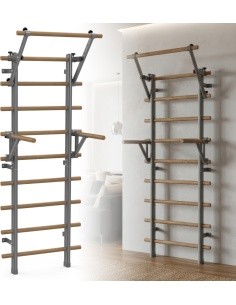 Wall Bars inSPORTline Wootaline 199 x 80 cm w/ Pull-Up Bar & Parallel Bars, Gray