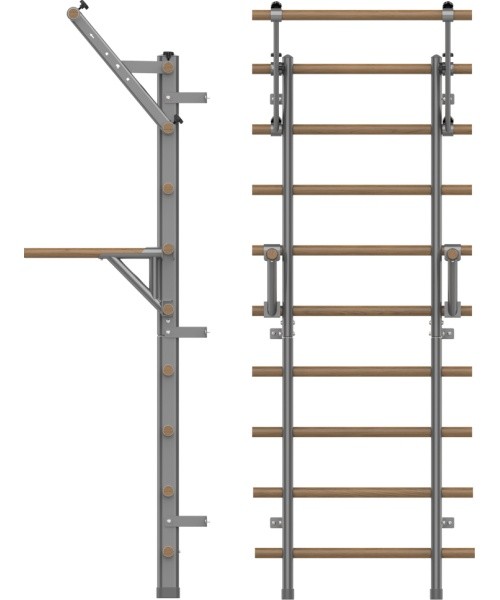 Gimnastikos sienelė inSPORTline Wootaline 199 x 80 cm su skersiniu ir lygiagretėmis, pilka