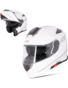 Atverčiamas motociklininko šalmas W-TEC Venero - Blizgi balta