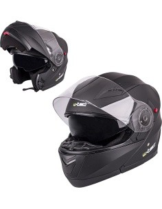 Atverčiamas motociklininko šalmas W-TEC Pezzon - Matinė juoda