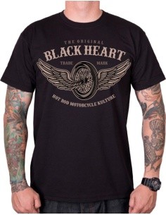 Marškinėliai BLACK HEART Wings - Juoda