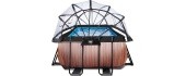 EXIT Wood pool 400x200x122cm with sand filter pump and dome and heat pump - brown