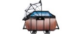 EXIT Wood pool 400x200x122cm with sand filter pump and dome and heat pump - brown