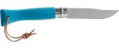 Opinel Colorama 06 inox turquoise knife with thong