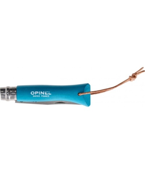 Opinel Colorama 06 inox turquoise knife with thong