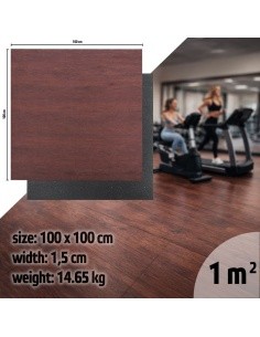 Tvirtas grindų kilimėlis inSPORTline Luxteko Flat 100 x 100 x 1,5 cm - Medienos