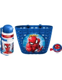 Dviračio rinkinys Spiderman (krepšelis, gertuvė, skambutis)