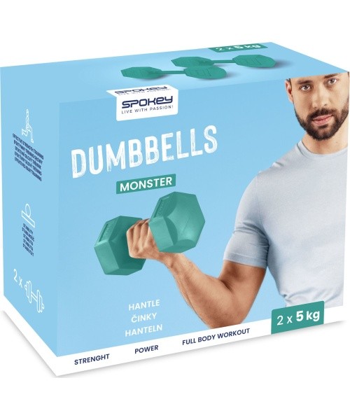 Set of hexagonal dumbbells 2x5 kg Spokey MONSTER