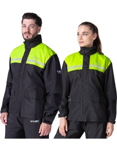 Rain Motorcycle Jacket W-TEC Rinstop - Black-Fluo